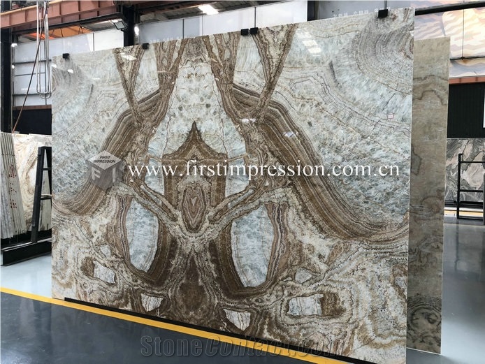 Colorful Coral Onyx Stone/Bookmatch for Walling