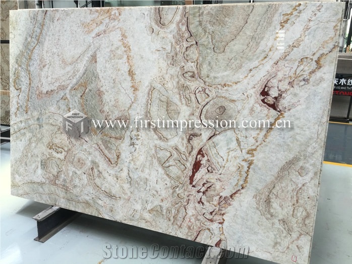 Colorful Coral Onyx Stone/Bookmatch for Walling
