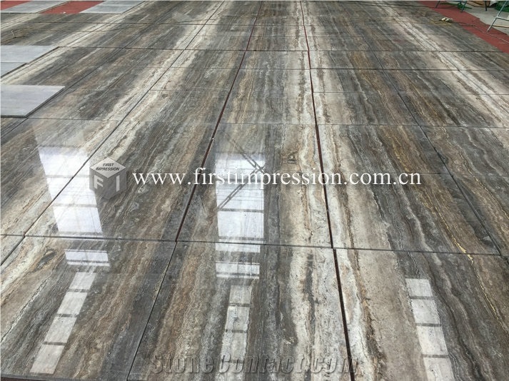 Silver Grey Travertine Slabs,Cut to Size