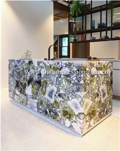 White Beauty Ice Connect Green Marble Desk Tops