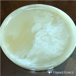 Translucent Faux Alabaster Tea Tray for Wall Panel Decor