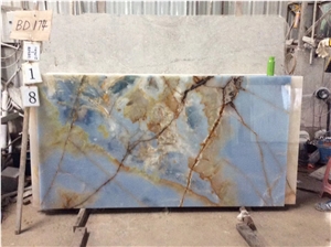 Azur Onyx Blue Stone Slab Tile In China Market