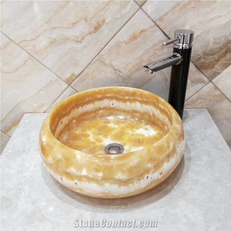 Bojnord Onyx Natural Stone Round Sink Basin