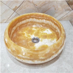 Bojnord Onyx Natural Stone Round Sink Basin