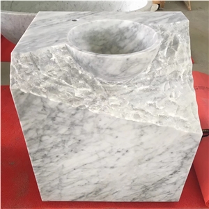 Carrara White Marble Natural Finish Basin Sink