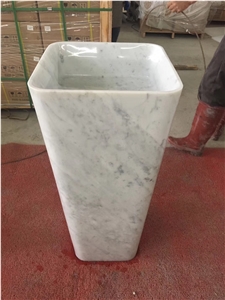Carrara White Marble Stone Square Pedestal Basins