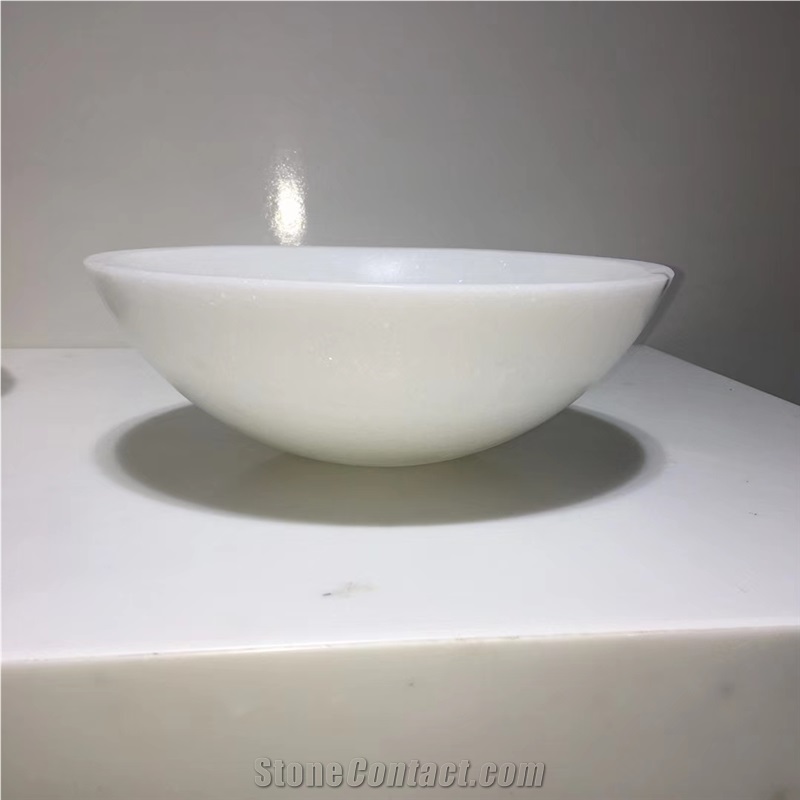 China Crystal White Marble Round Basin Bowl Sink