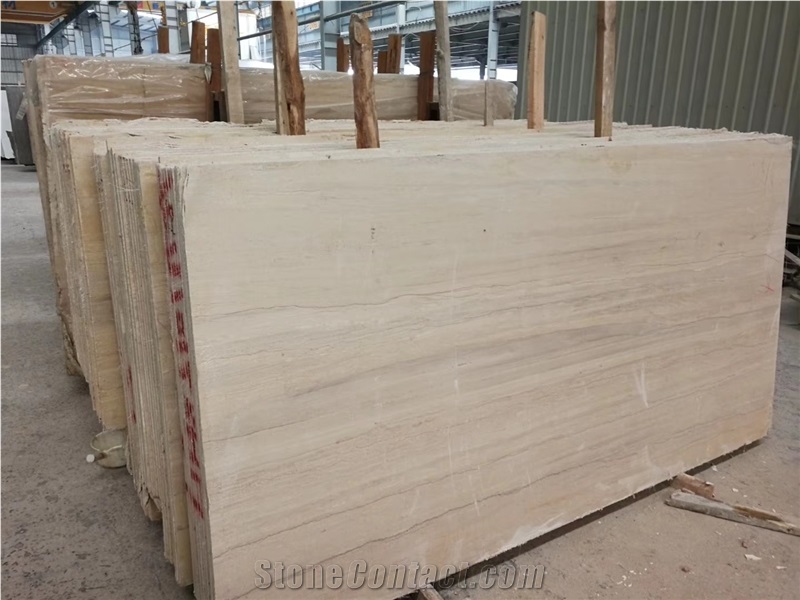 China Ginkgo Wood Grain Marble Wooden Beige Slab