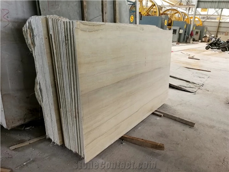 China Ginkgo Wood Grain Marble Wooden Beige Slab