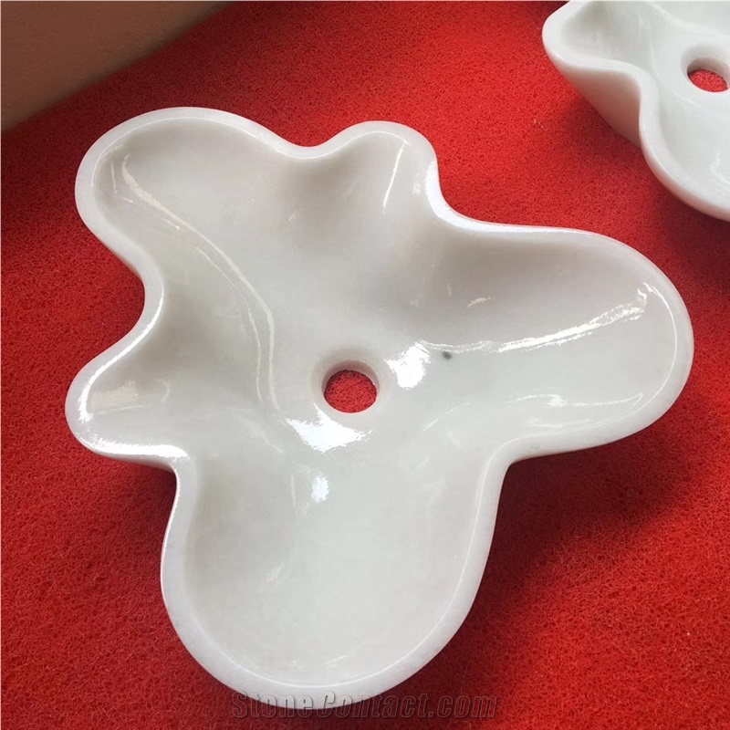 China Guangxi White Marble Flower Shape Basin Sink