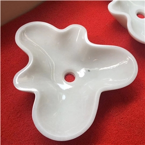 China Guangxi White Marble Flower Shape Basin Sink