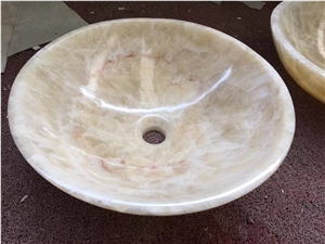China Honey Onyx Round Bathroom Wash Basin Sink