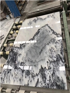 China Ink White Marble Mountain Jade Stone Slab