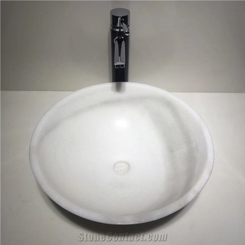 China Panda White Marble Round Wash Basin Sink