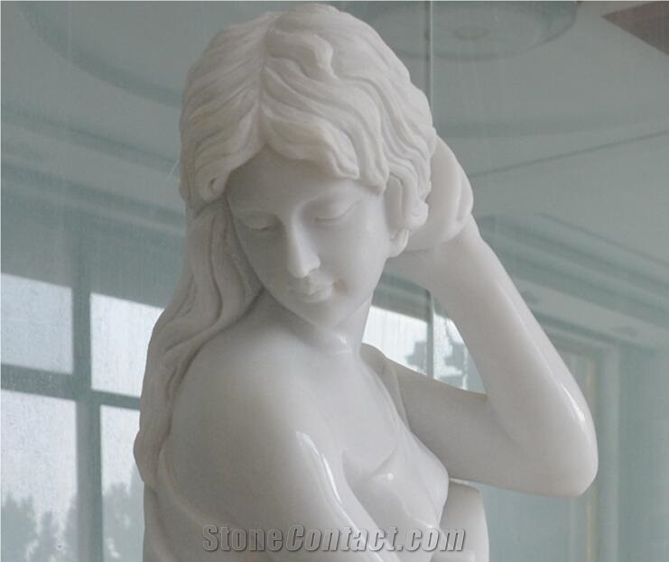 China Pure White Marble Daughter Of the Sea Statue