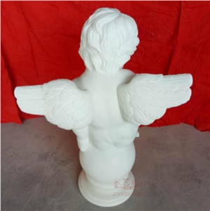 China Pure White Marble Stone Angel Sculpture