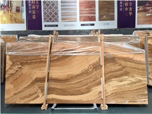 China Wooden Yellow Marble Slabs Floor Tiles