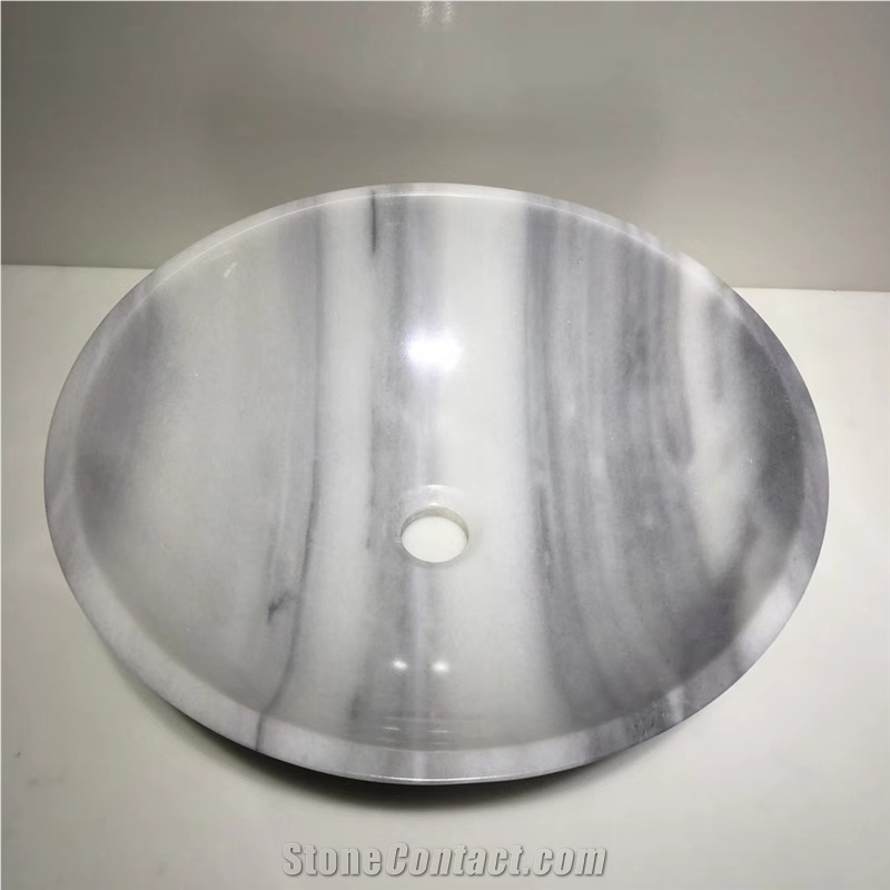 Clouds White Jade Onyx Oval Sink Round Basin Bowls