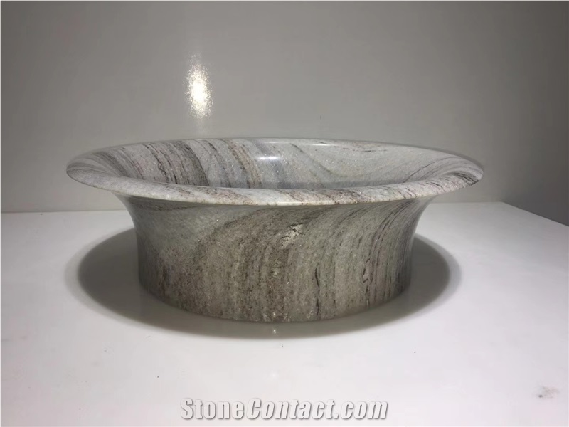 Crystal Wooden Marble Art Bathroom Round Sink