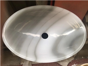 Eqvator White Onyx Oval Stone Sink Basin in China