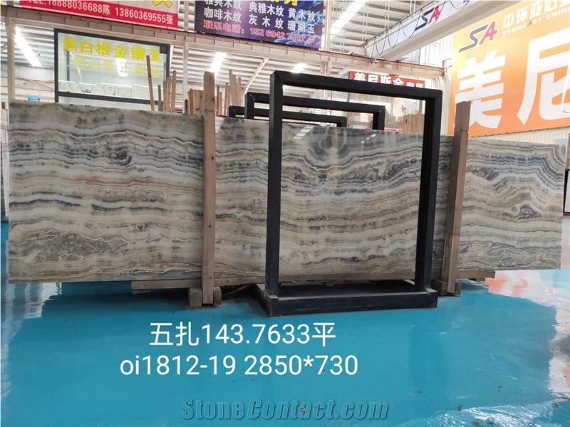 Greece Grey White Volos Onyx Slab Tile in China