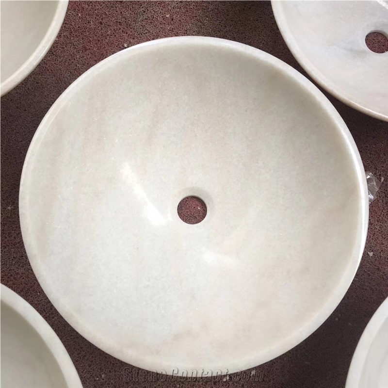 Guangxi White Marble Natural Stone Round Basin