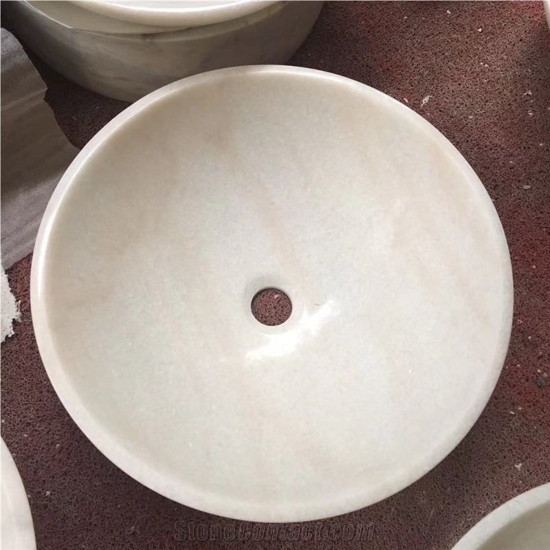 Guangxi White Marble Natural Stone Round Basin