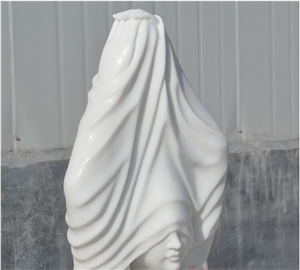 Han White Marble Woman Busts Statue Sculpture