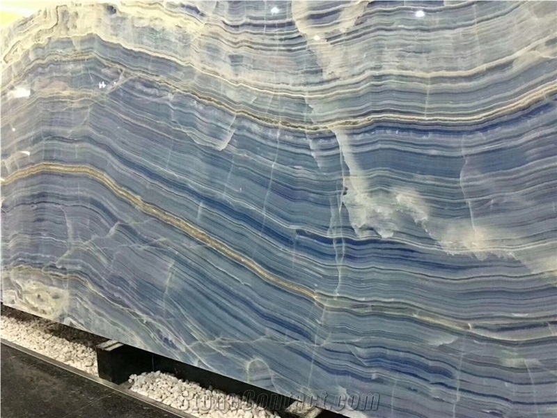 Onice Blue Persian Golden Onyx Slab In China