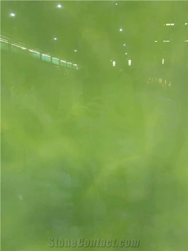 Pure Dark Green Onyx Slab Wall Tile Floor in China