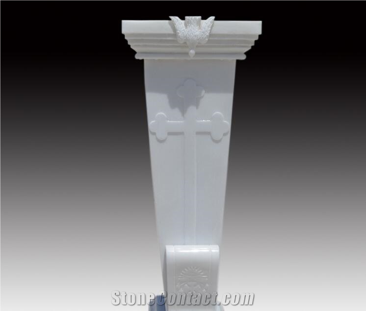 Pure What Marble Natural Stone Ambo Lectern Statue