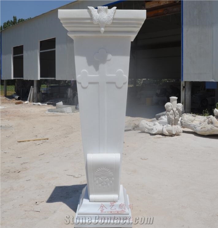 Pure What Marble Natural Stone Ambo Lectern Statue