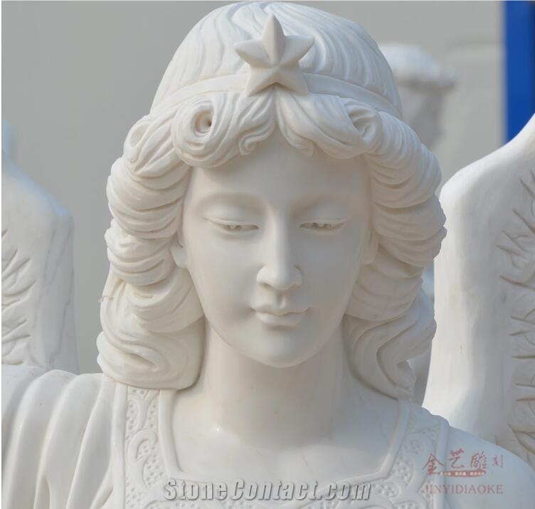 Pure White Marble Church Angel Religious Sculpture