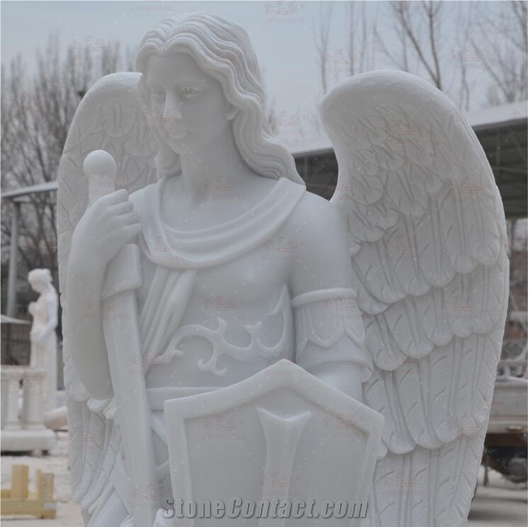Pure White Marble Church Angel Sculpture Statue