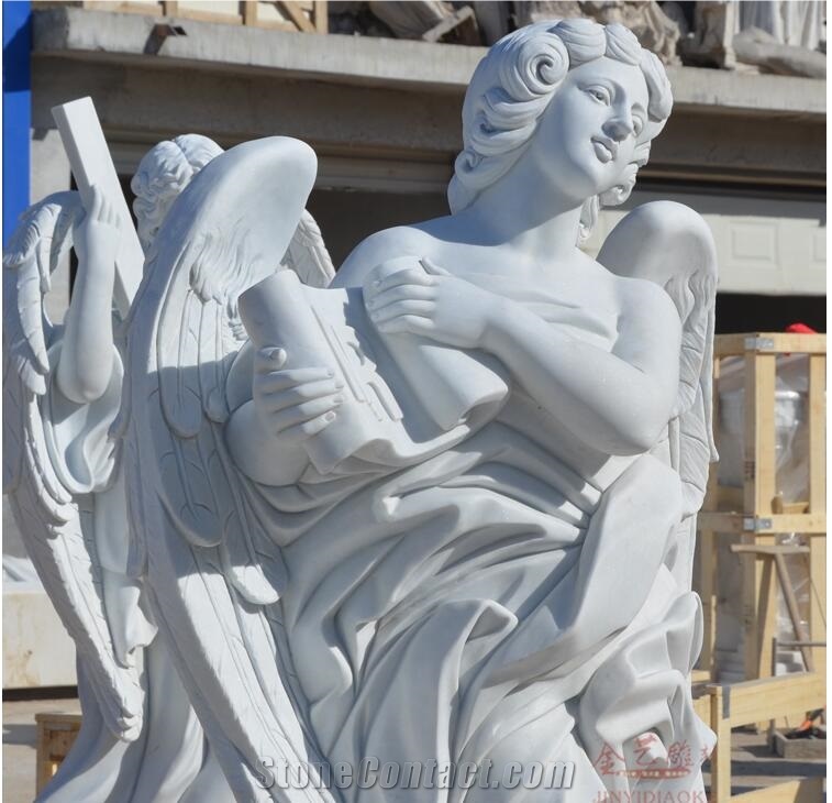 Pure White Marble Church Angel Statue in China