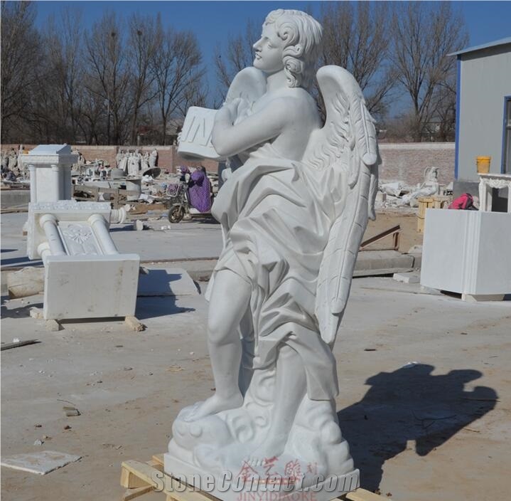 Pure White Marble Church Angel Statue in China
