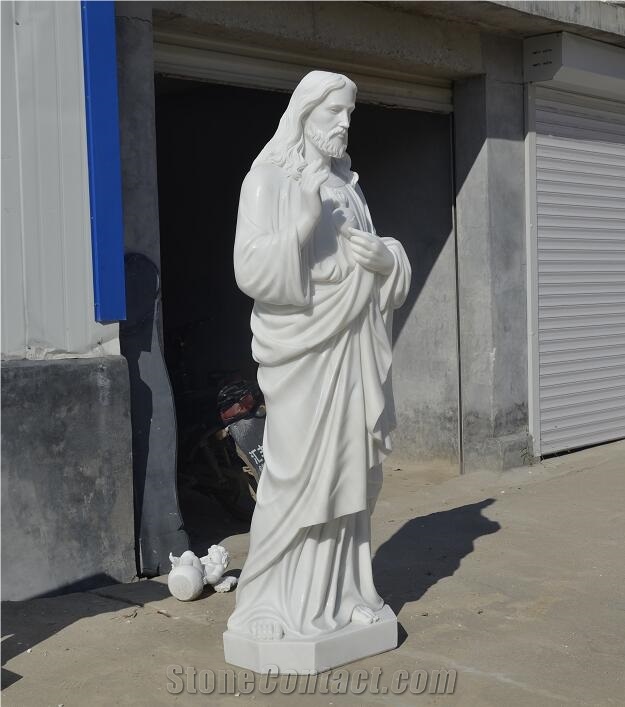 Pure White Marble Stone Jesus Sculpture Statue