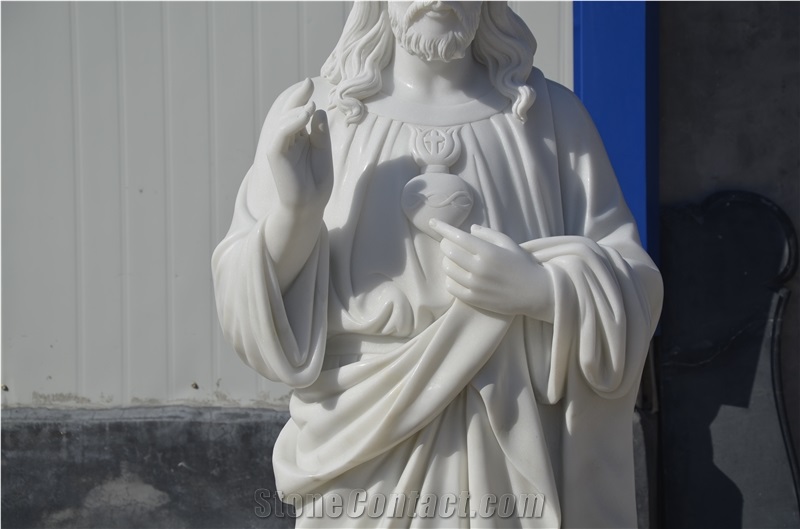Pure White Marble Stone Jesus Sculpture Statue