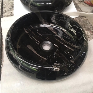 Silver Dragon Black Marble Round Wash Basin Sink