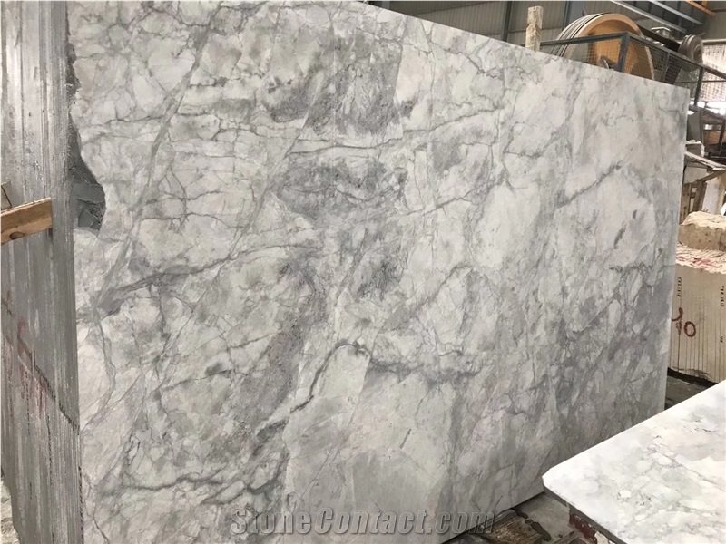 Silver Statuario Marble Armani Calacatta Grey Slab