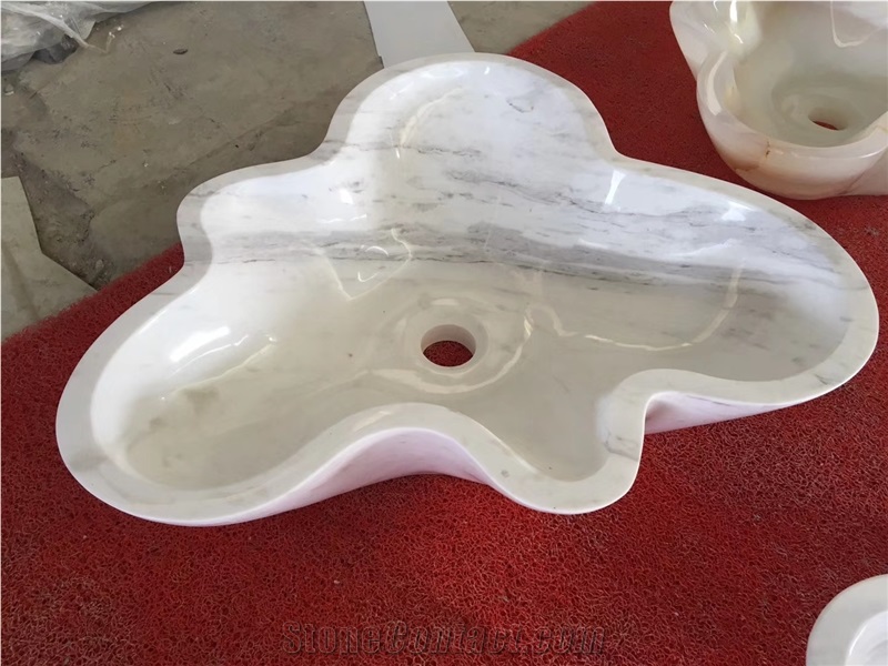 Volakas Venus Marble White Stone Flower Shape Sink