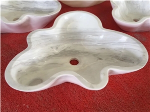 Volakas Venus Marble White Stone Flower Shape Sink