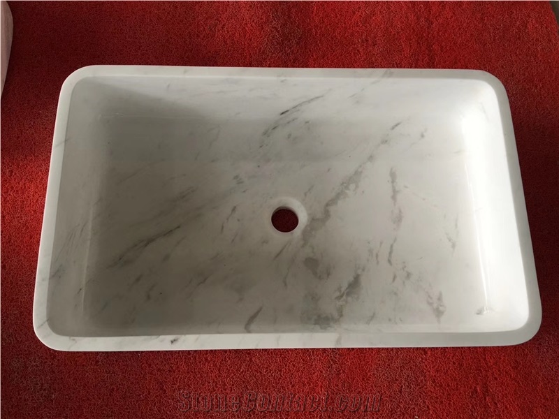 Volakas Venus White Marble Rectangle Sink Basin