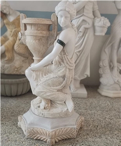 White Marble Human Woman Sculpture Statue Stone