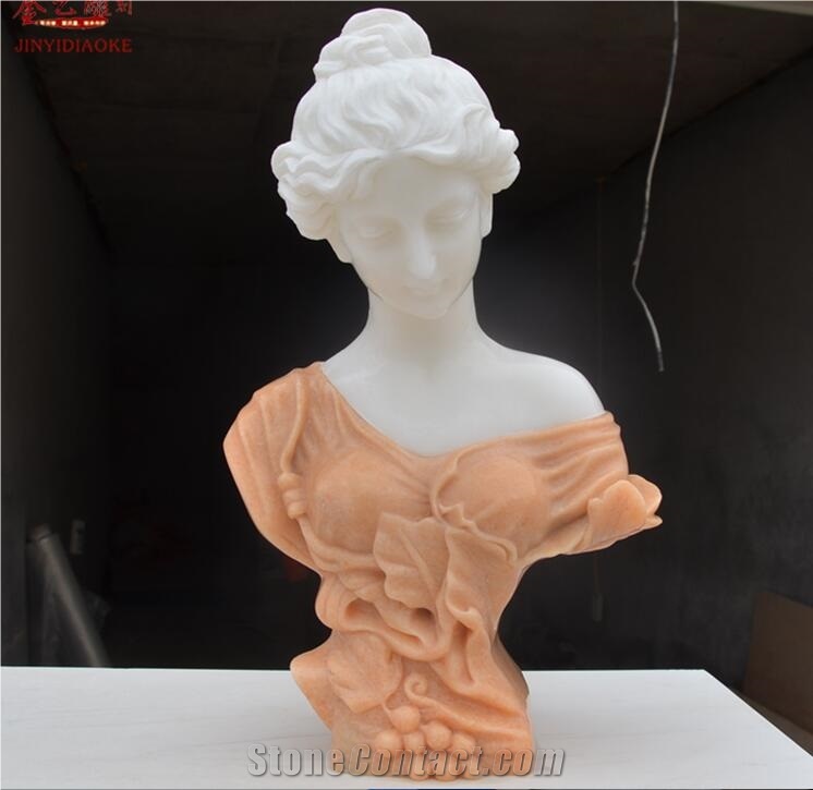 White Marble Nymph Stone Busts Statue Sculpture