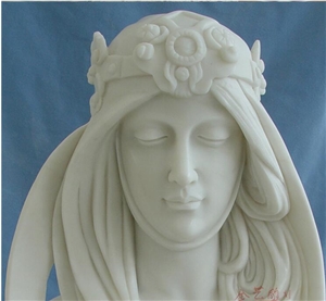 White Marble Stone Woman Goddness Bust Statue