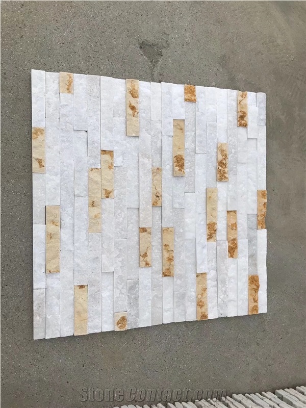 White Yellow Split Face Culture Stone Wall Stone