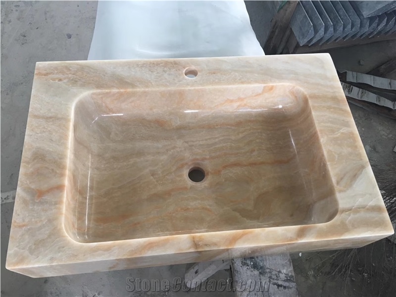 Wood Grain Onyx Rectangle Kitchen Sink Basin