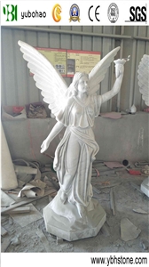 Carrara White Marble Angle Sculpture for Outdoor