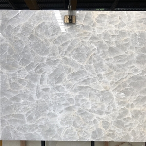 Backlit Ice White Onyx Background Wall Stone Slab
